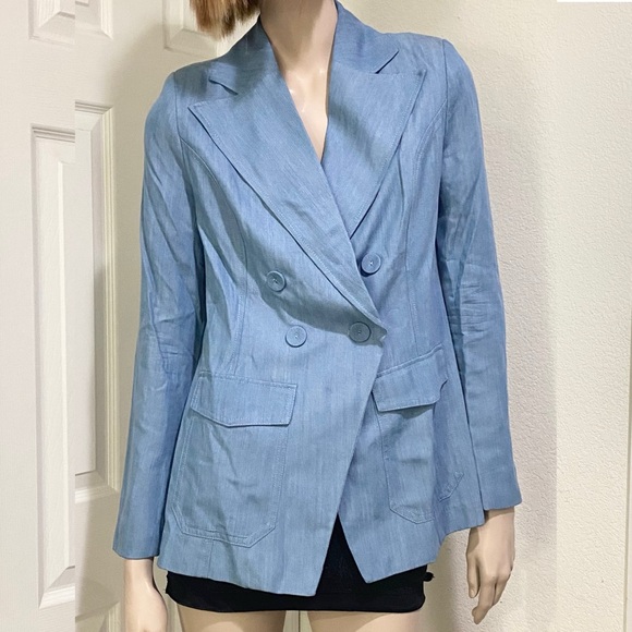 EVA MENDES Chambray 100% Lyocell Lightweight Blazer Size S - Picture 2 of 15